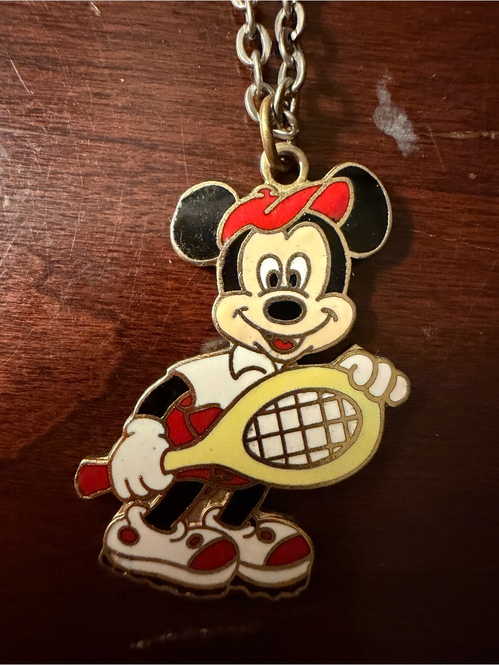Disney Mickey Mouse Tennis Racket Pendant Necklace in Black, Red, Yellow, White